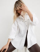 Aerie White Cotton Button Up (XS)