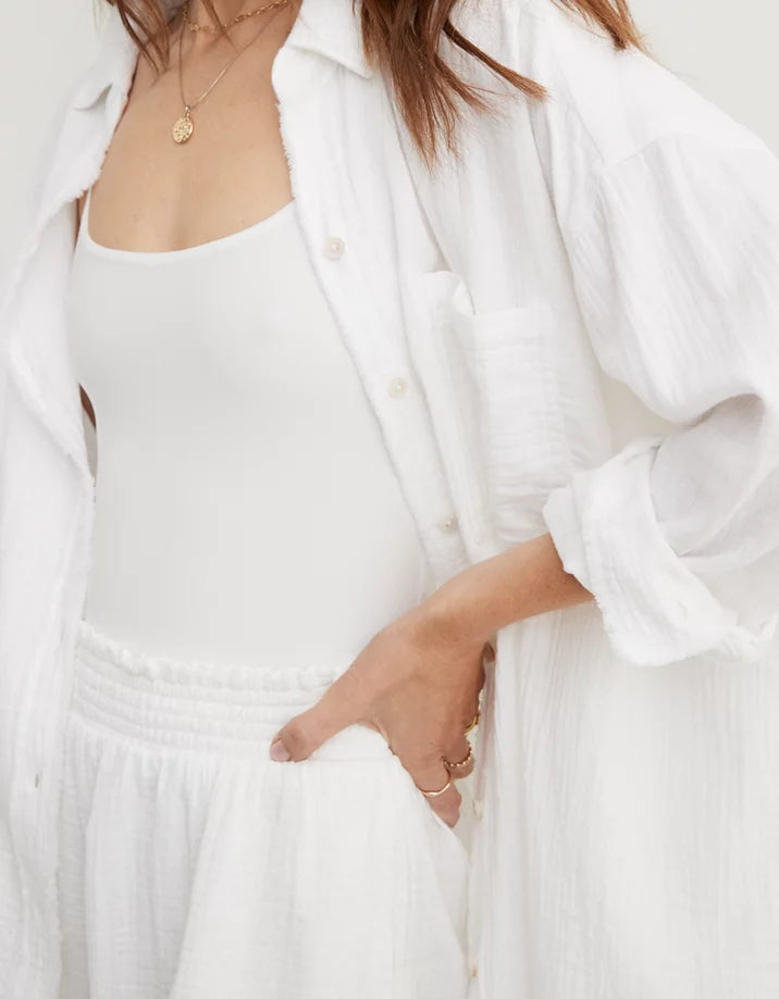 Aerie White Cotton Gauze Button Up (L)