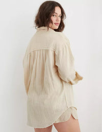 Aerie Oversized Cotton Gauze Button Up (L)
