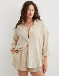 Aerie Oversized Cotton Gauze Shirt (XL)