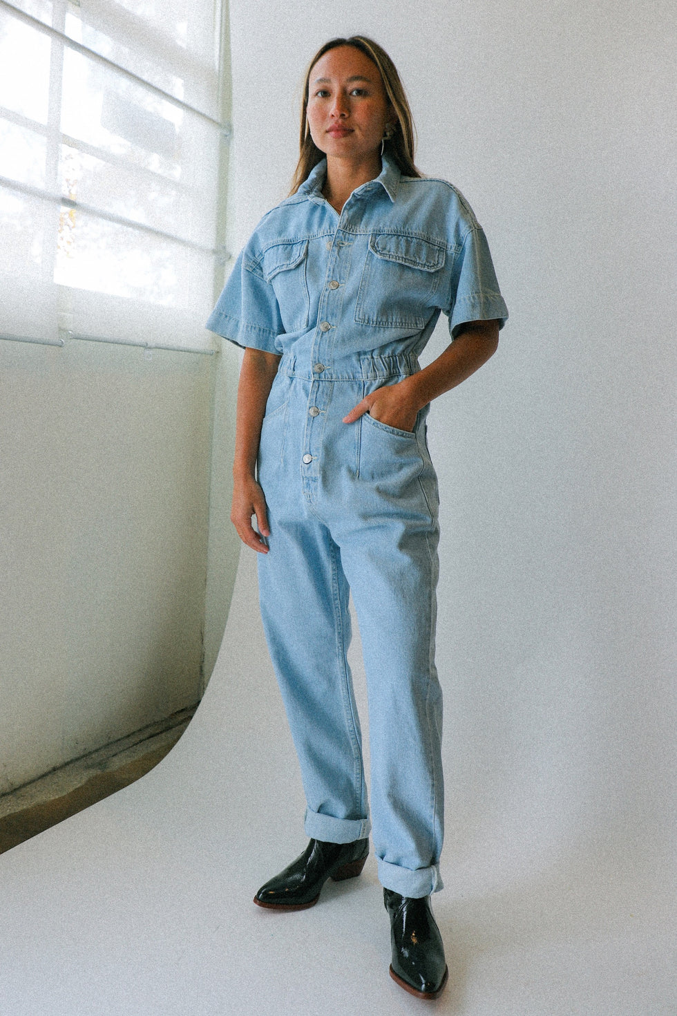 Free People Denim Jumpsuit (XS)