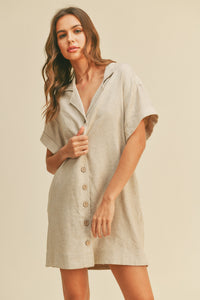 Miou Muse Oat Linen Blend Dress (M)