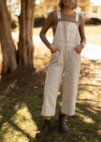Wishlist Neutral Gingham Overalls (S)