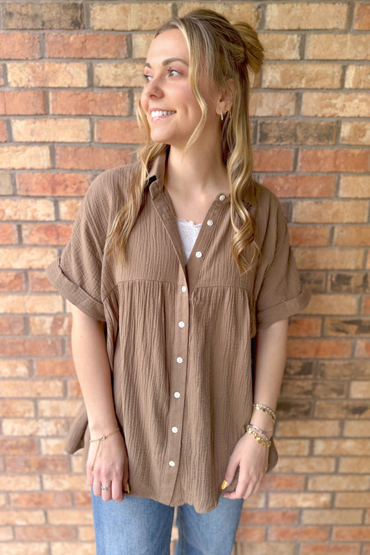 Brown Cotton Gauze Tunic (3X)