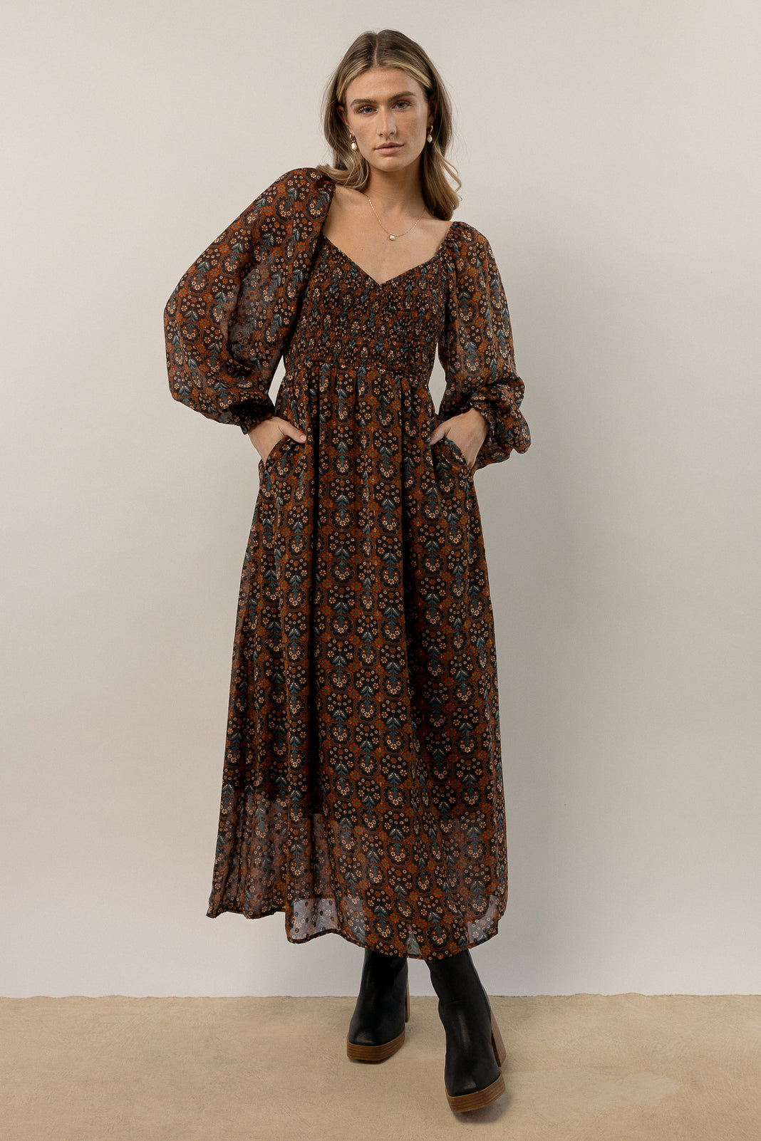 NEW Bohme Floral Midi Dress (L)