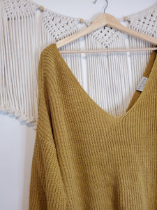 Mustard Twist Back Sweater (L)