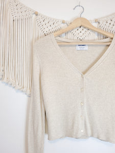 Ribbed Crop Button Up (S)