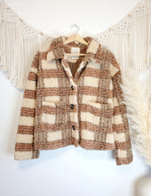Load image into Gallery viewer, Plaid Sherpa Crop Shacket (S)
