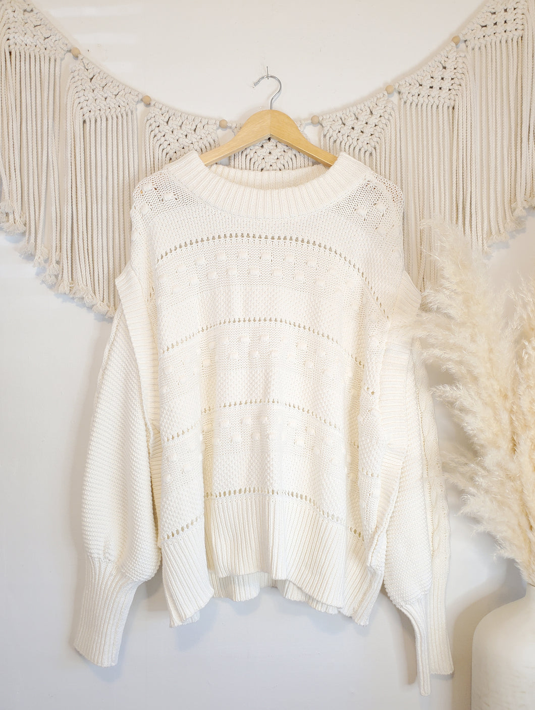 Textured Puff Sleeve Sweater (2X)