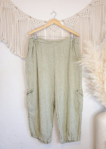 Vintage Flax Check Linen Pants (L)