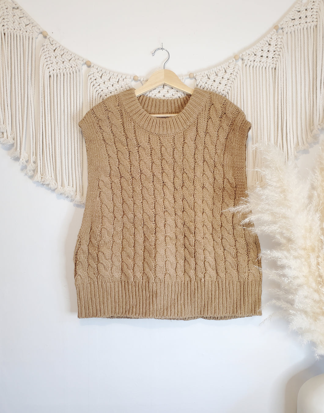 Brown Cable Knit Sweater Top (2X)