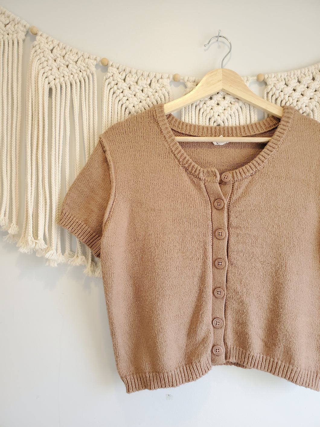 Brown Cropped Knit Top (L)