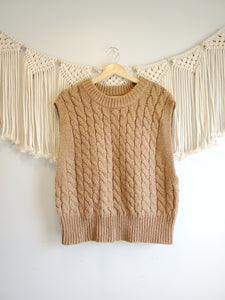 Brown Cable Knit Sweater Tank (1X)