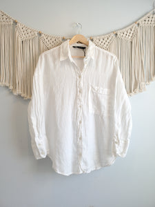 Zara White Linen Button Up (S)