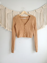Load image into Gallery viewer, Camel Cable Knit Crop Sweater (XS)
