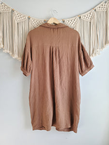 Brown Oversized Gauze Dress (M)