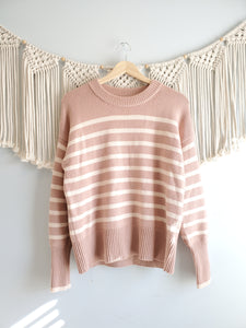 Striped Cozy Crewneck Sweater (S)