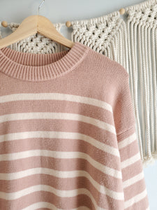 Striped Cozy Crewneck Sweater (S)