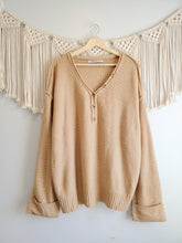 Load image into Gallery viewer, Tan Oversized Henley Sweater (L)
