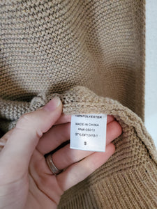 Brown Ribbed Knit Cardi (S)