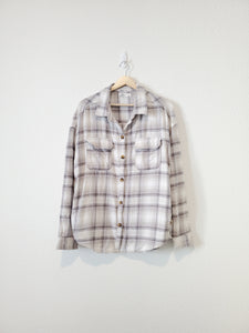 Gray Plaid Button Up Flannel (L)