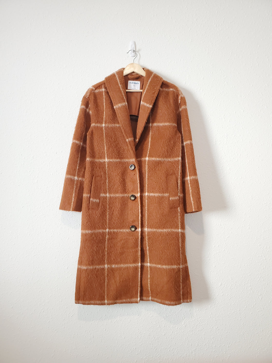 Rust Long Checkered Jacket (XS)