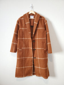 Rust Long Checkered Jacket (XS)