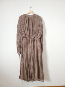 Brown Pleated Maxi Dress (XL)