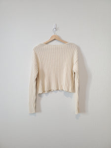 Cream Crop Ribbed Sweater (S)