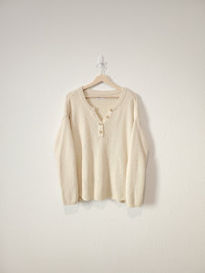 Waffle Knit Henley Sweater (M)