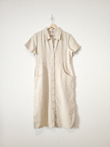 Vintage Oat Linen Midi Dress (8)