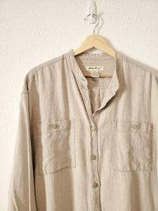 Vintage Oat Linen Button Up (M)