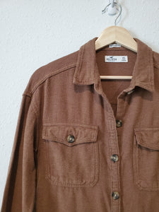 Brown Button Up Boyfriend Shirt (XS)