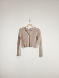 Taupe Ribbed Crop Sweater (S-L)