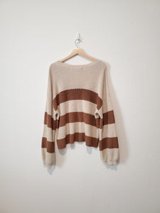 Striped Puff Sleeve Sweater (1X)