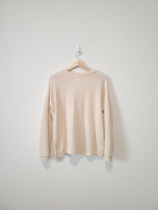 Cream Fuzzy Henley Sweater (S)