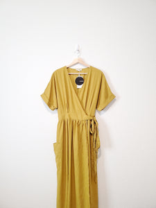 NEW Mustard Linen Midi Dress (L)