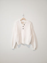 Load image into Gallery viewer, White Fuzzy Henley Sweater (S)
