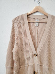 Neutral Cable Knit Cardigan (L)
