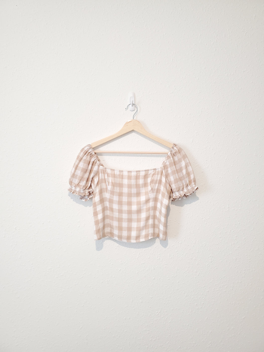 A&F Neutral Gingham Smock Top (S)