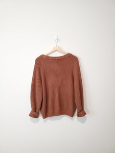 Brown Chunky Knit Cardigan (L)