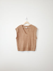 Brown Cable Knit Sweater Vest (M)