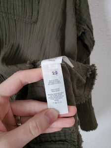 Aerie Olive Gauze Button Up (XS)
