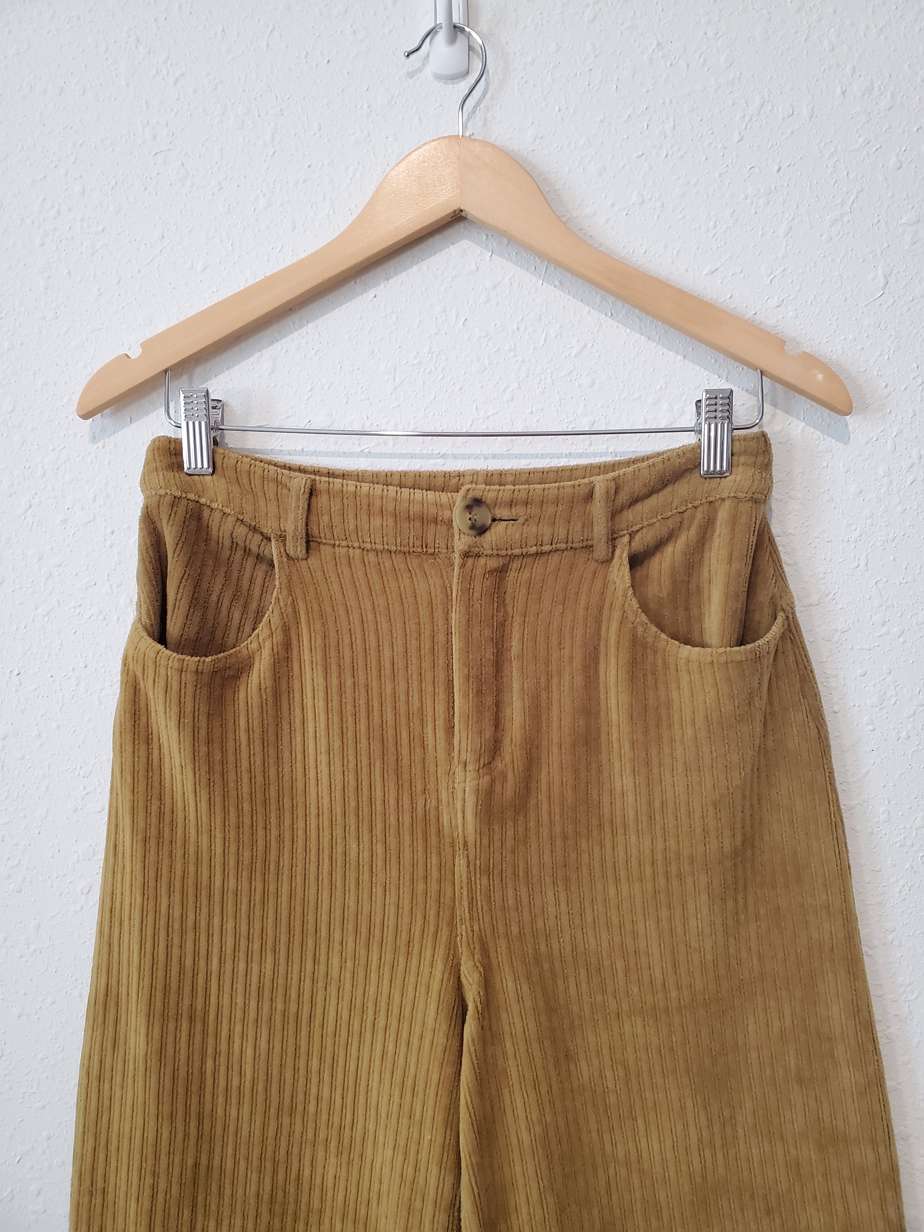 Chartreuse Wide Leg Cord Pants (S)