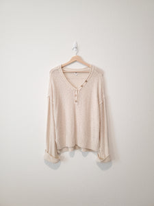 Slouchy Knit Henley Sweater (M)