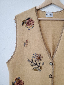 Vintage Floral Embroidered Vest (L/XL)