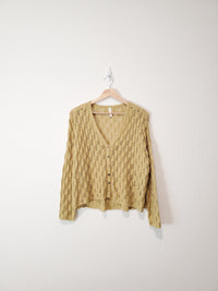 Chartreuse Crochet Knit Top (S/M)