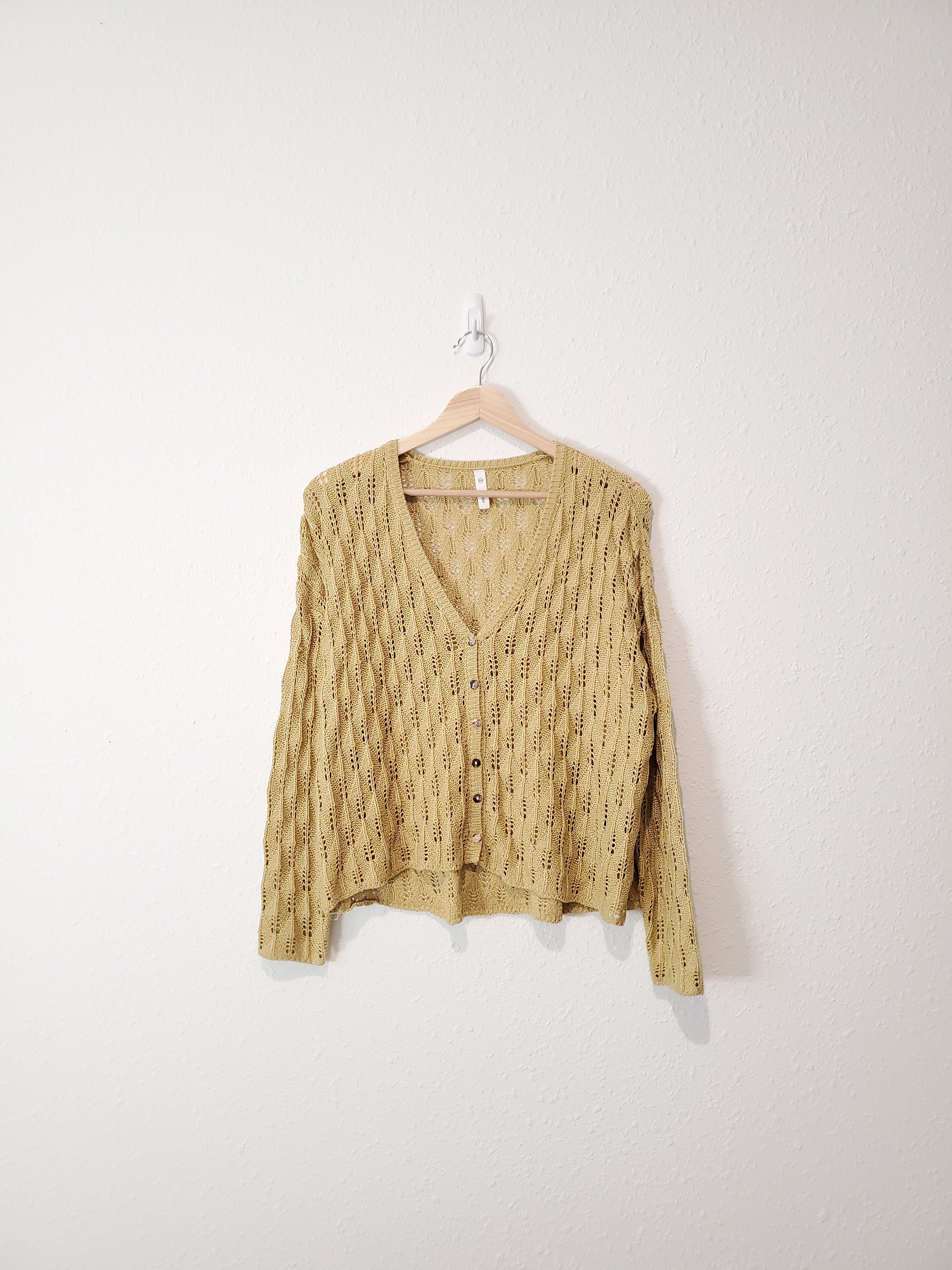 Chartreuse Crochet Knit Top (S/M)