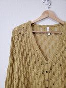 Chartreuse Crochet Knit Top (S/M)