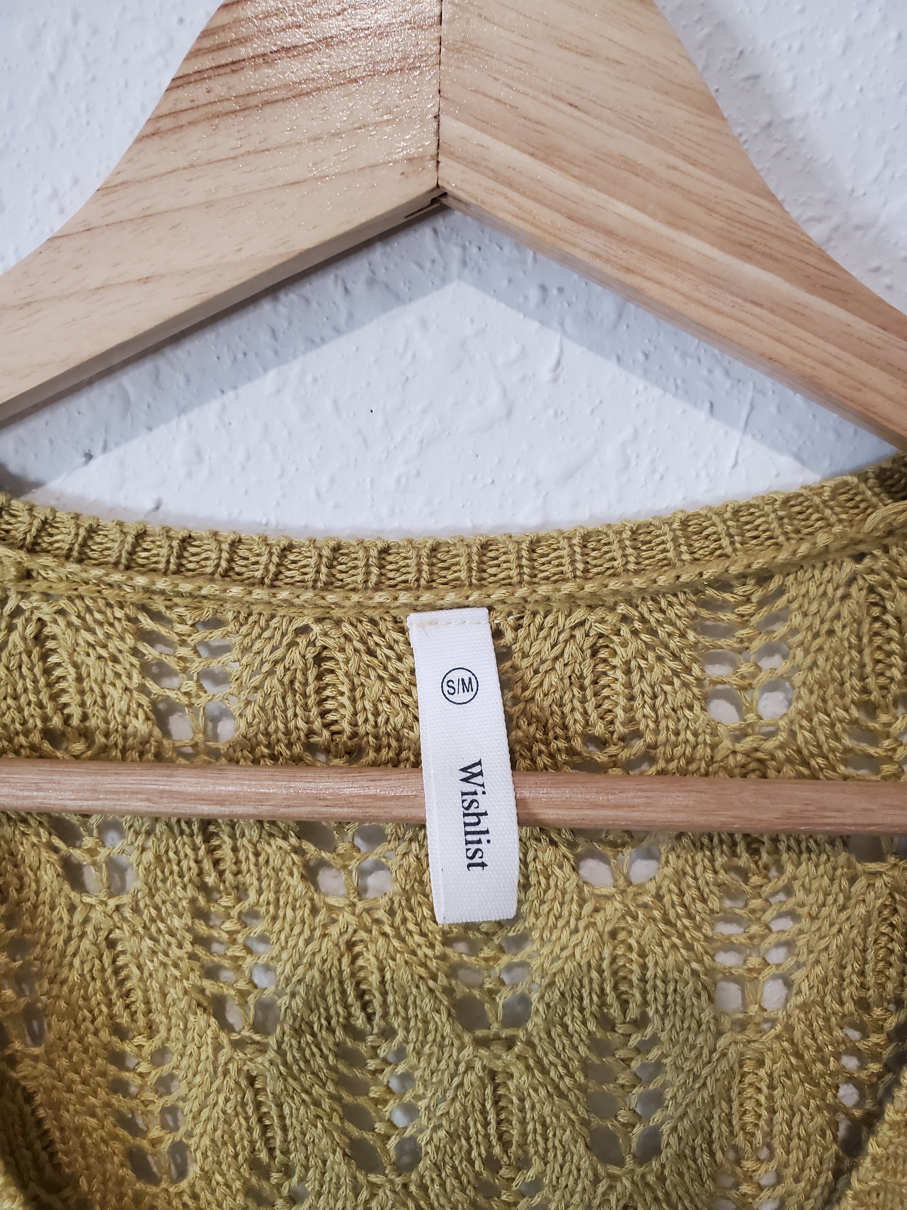 Chartreuse Crochet Knit Top (S/M)